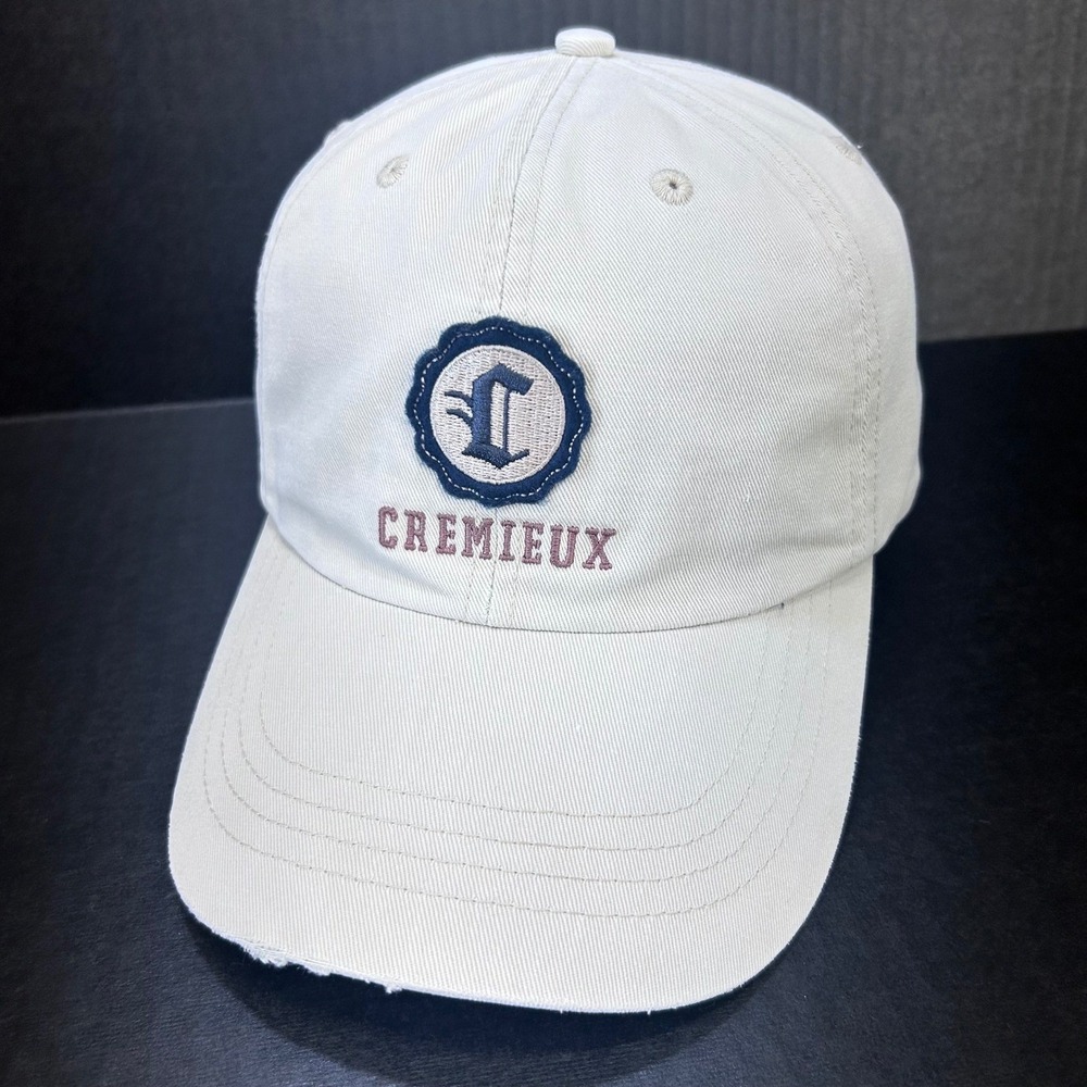 Crest Logo Mens Cream Cremieux Baseball Hat Leather Strap OSFM